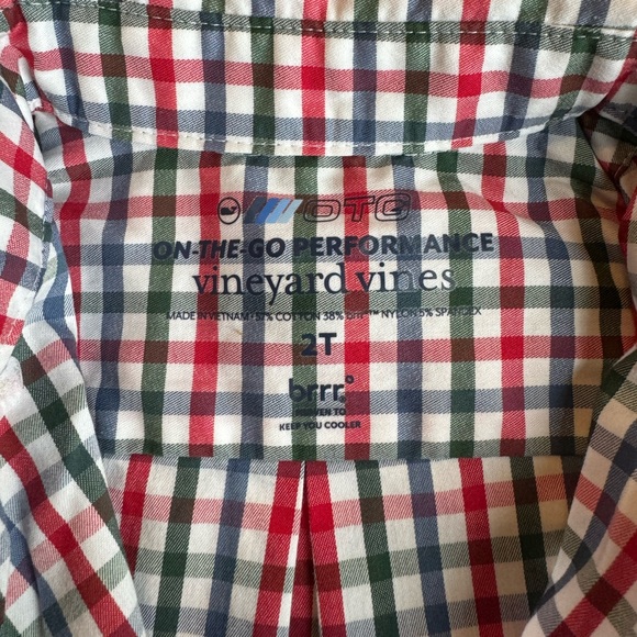 Vineyard Vines boys red, green, blue, white button down - Picture 3 of 6